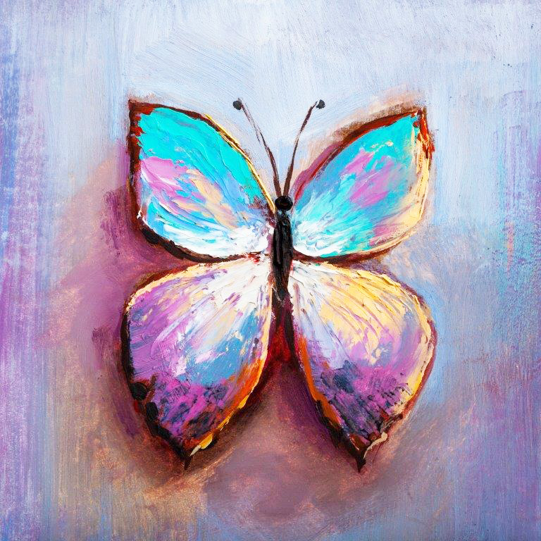 PXM001 Wall décor art oil on canvas pop art butterfly colourful